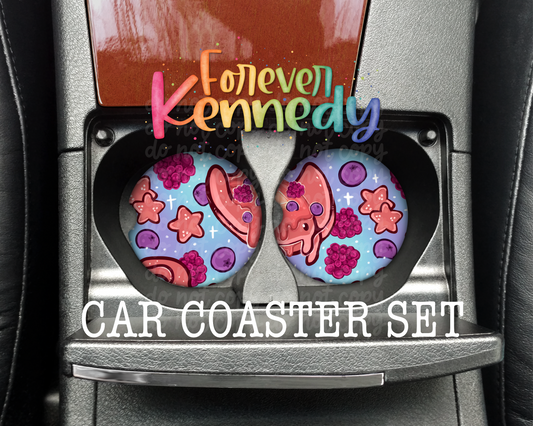 (MTO) Car Cup Coaster Set of 2 - Manta Ray Pancakes