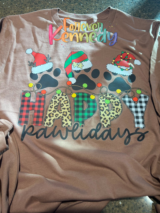 (MTO) Pick Your Apparel: Happy pawlidays paw prints