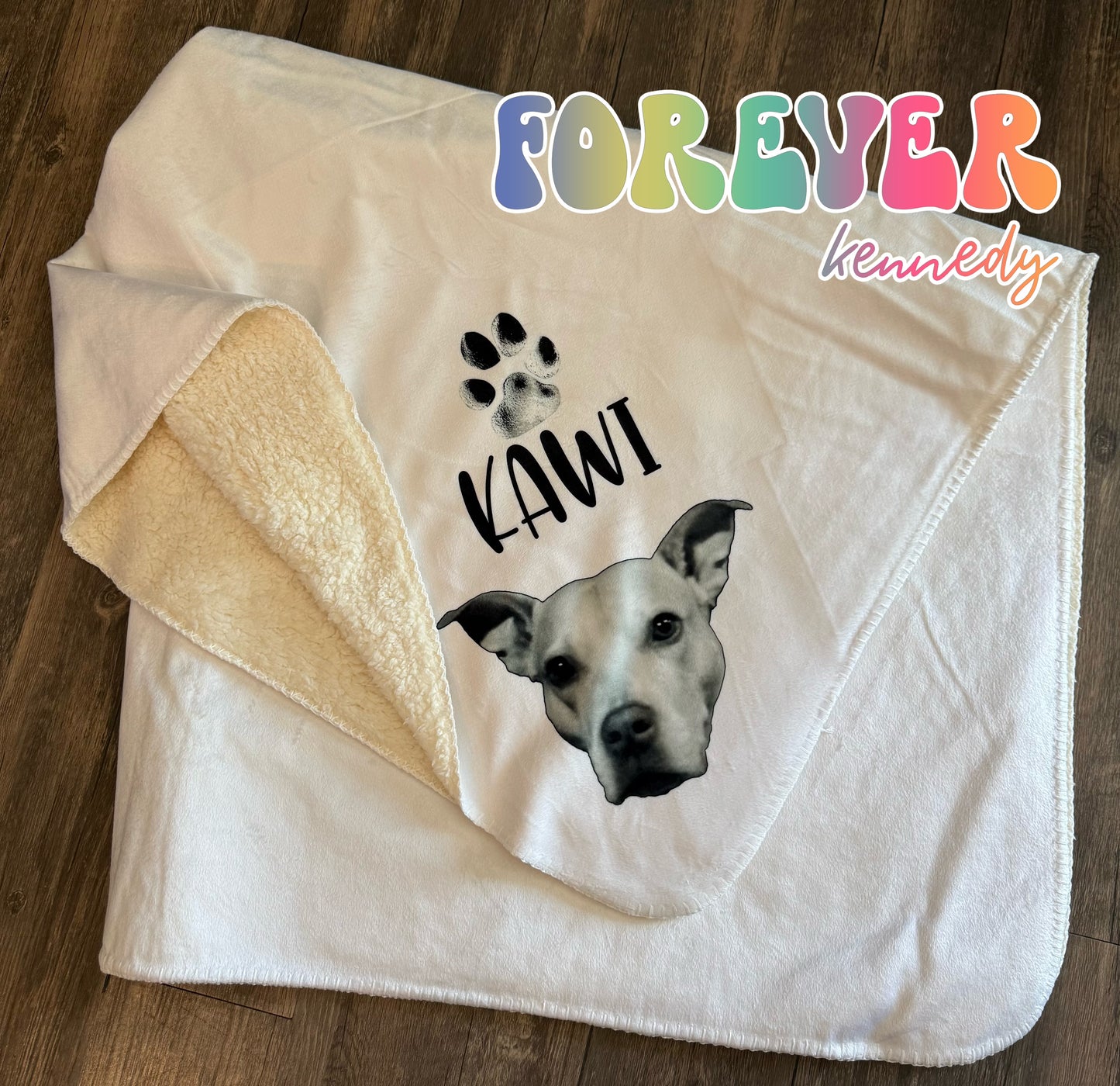 (MTO BLANKET) : Custom photo and paw print