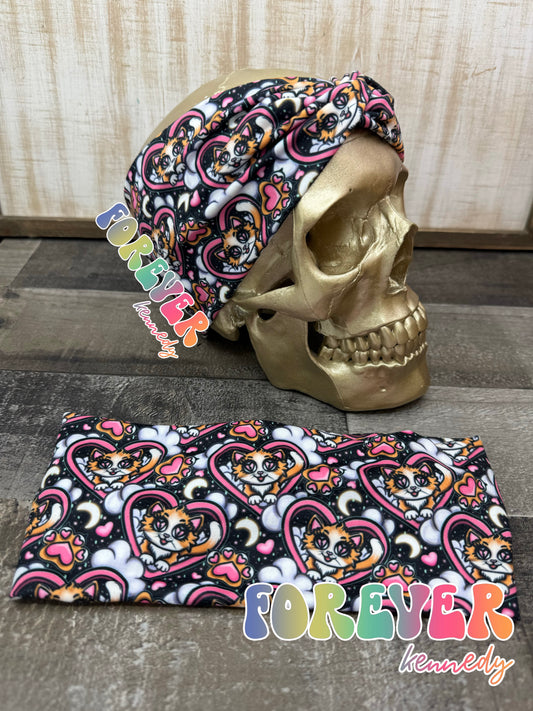 (RTS) Twist Headband: Cats in Hearts