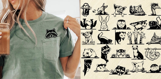 (MTO APPAREL) * Comfort Colors Pocket T-Shirt: Peeking Wildlife / Exotic Pet