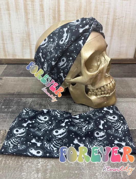 (RTS) Twist Headband: Dino Skellie