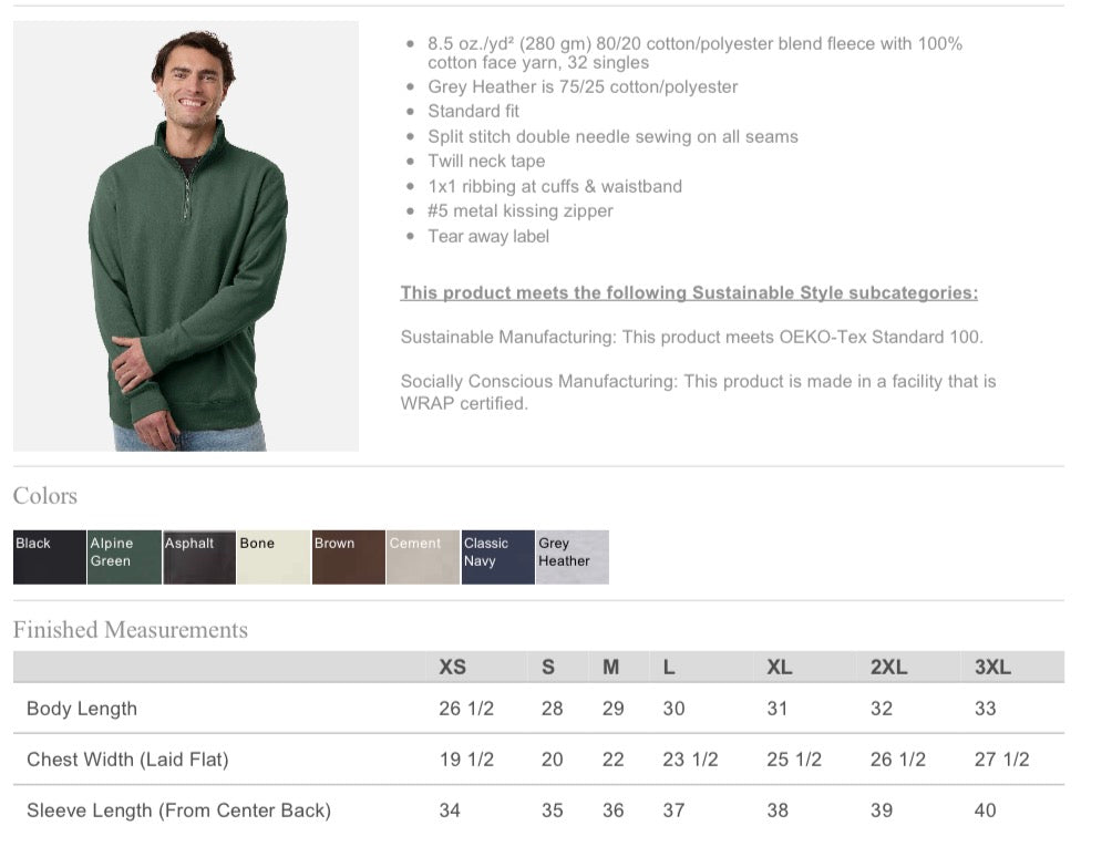 MADE TO ORDER - Embroidery Quarter Zip *Classic City Kitty*