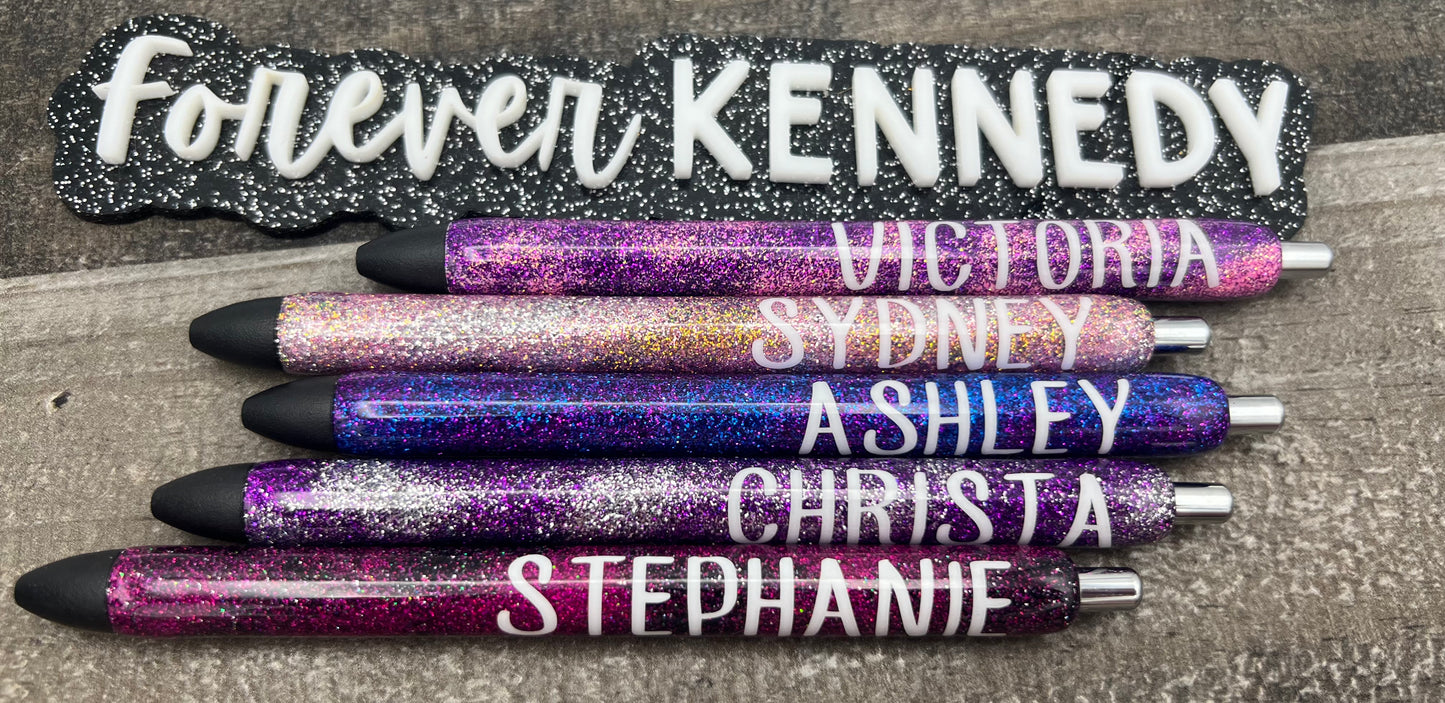 (PO) Epoxy Pen: Custom Name / Mixed Glitter