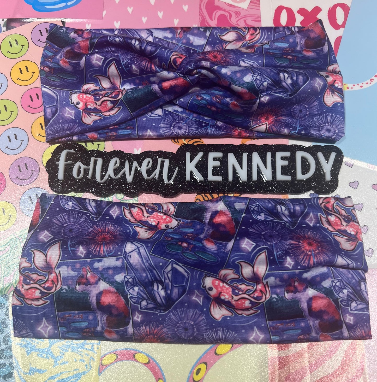 (RTS) Twist Headband: Tarot Cats Koi Judgement