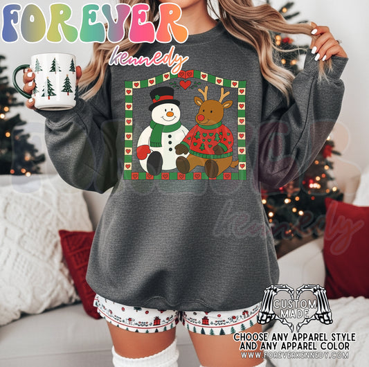 (MTO APPAREL) * CHOOSE STYLE / COLOR: Holiday snowman & reindeer