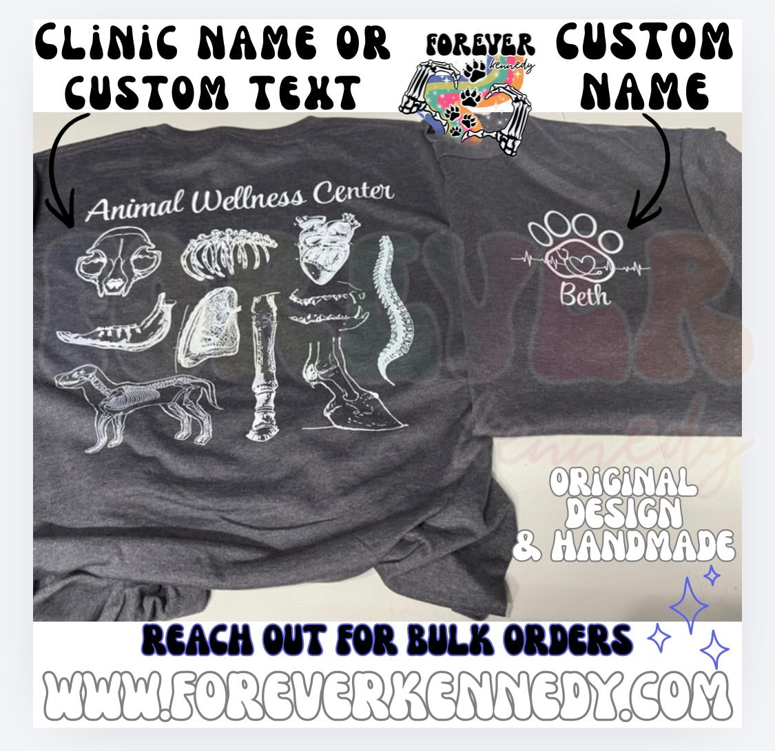 MADE TO ORDER APPAREL - ORIGINAL DESIGN * Veterinary Medicine anatomy *with custom name/text*