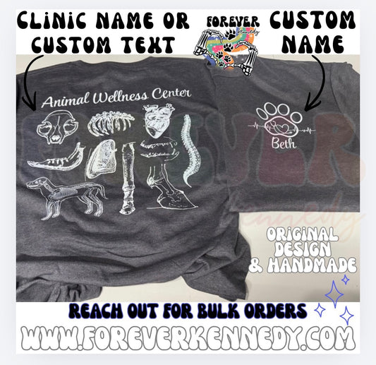 MADE TO ORDER APPAREL - ORIGINAL DESIGN * Veterinary Medicine anatomy *with custom name/text*