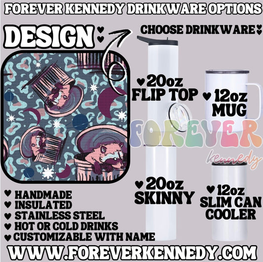(MTO) CHOOSE DRINKWARE:  Trashcan Raccoons