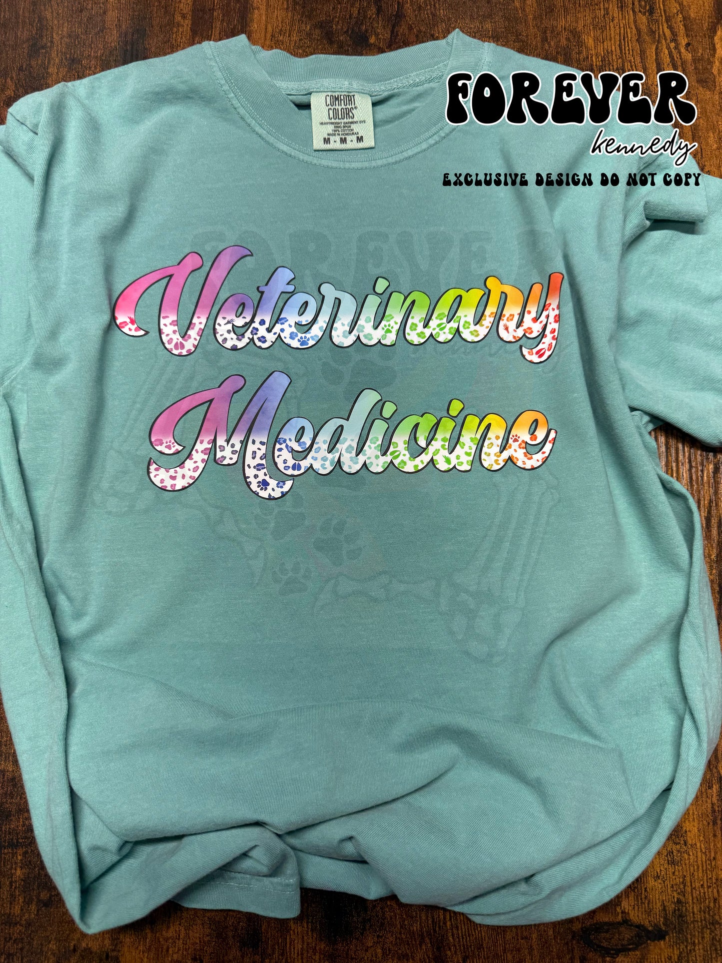 MADE TO ORDER APPAREL -  EXCLUSIVE DESIGN * Veterinary Medicine colorful tracks