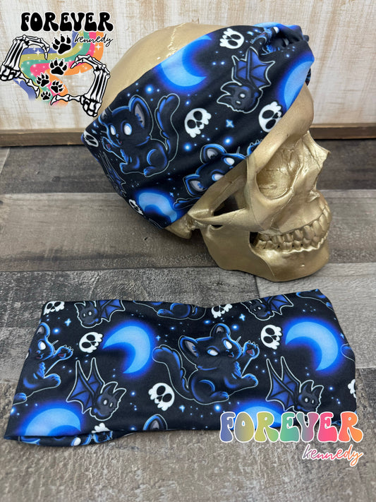 (RTS) Twist Headband: Black Cat and Bats