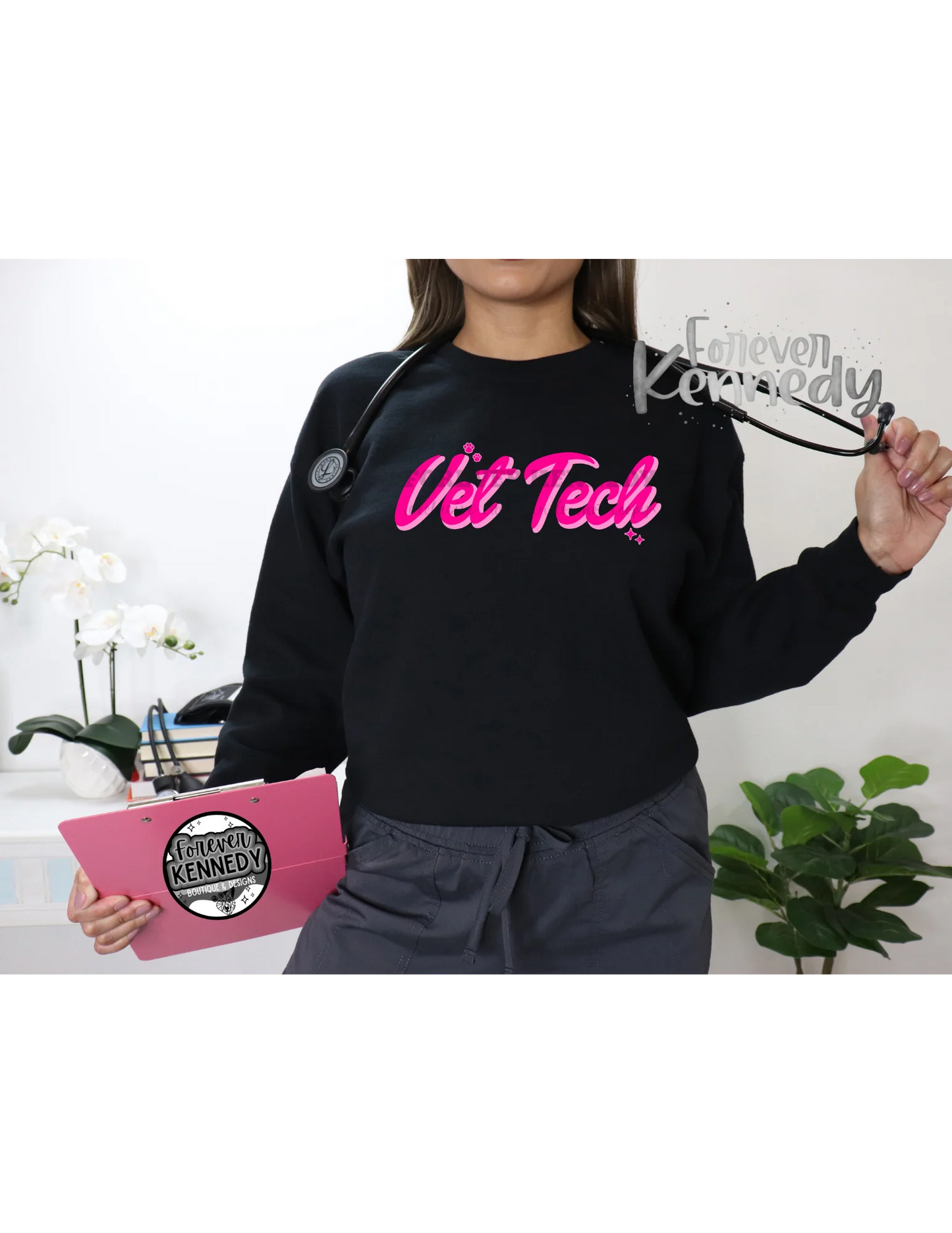 MADE TO ORDER APPAREL -  EXCLUSIVE DESIGN * Pink Vet Tech