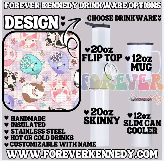 (MTO) CHOOSE DRINKWARE:  Cow Stuffies