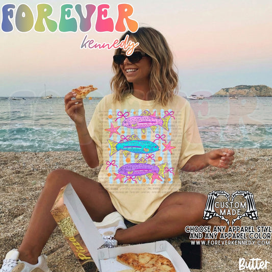 MADE TO ORDER APPAREL -  Pink Blue Purple Fish