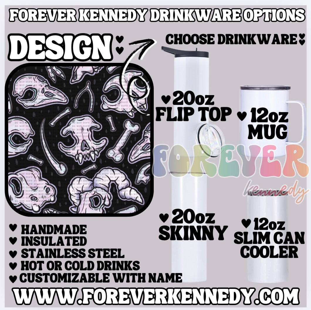 (MTO) CHOOSE DRINKWARE:    Skulls and bones