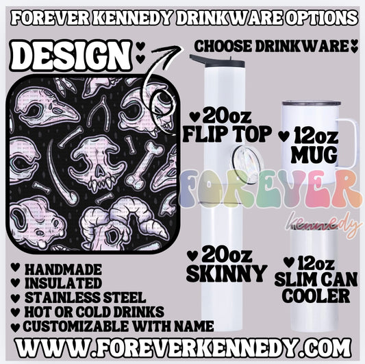 (MTO) CHOOSE DRINKWARE:    Skulls and bones