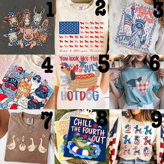 MADE TO ORDER APPAREL: Patriotic Animals (choose design)