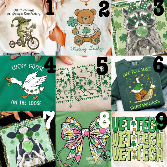 (MTO APPAREL) * CHOOSE STYLE / COLOR: St. Patty 1 *choose design*