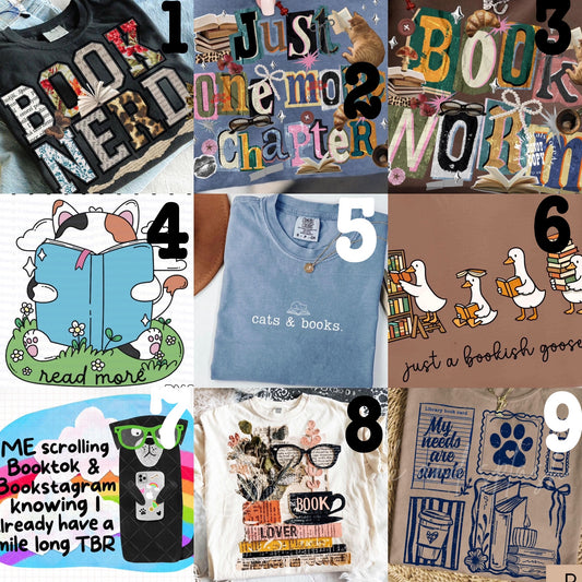 (MTO APPAREL) * CHOOSE STYLE / COLOR: Books Themed 1 *choose design*