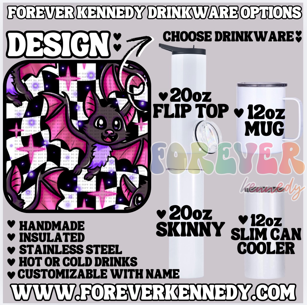 (MTO) CHOOSE DRINKWARE: Checkered Bat