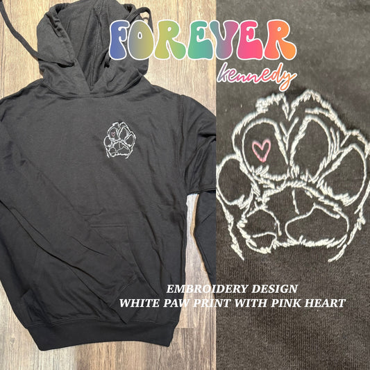 (MTO APPAREL) * CHOOSE STYLE / COLOR: EMBROIDERY DESIGN / Paw Print with Heart