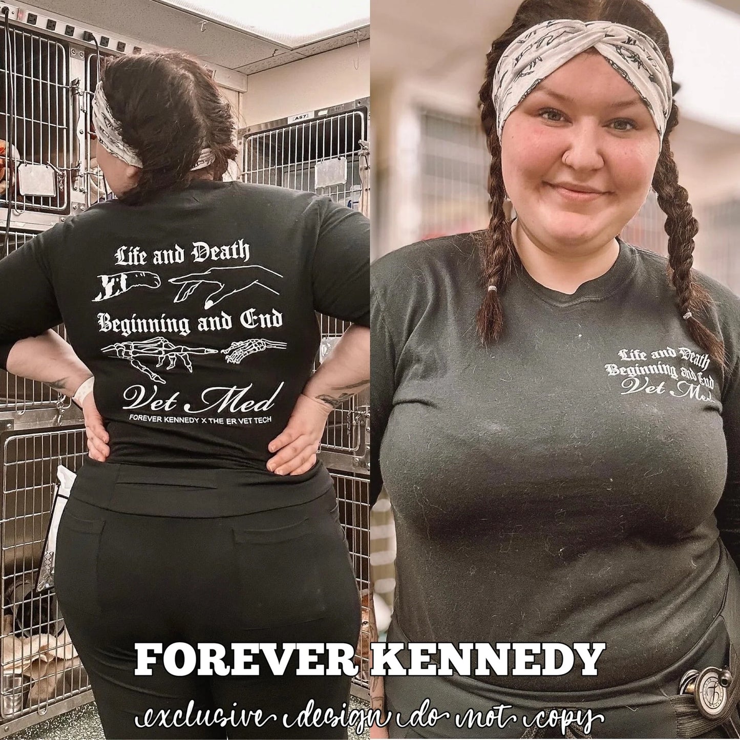 MADE TO ORDER APPAREL -  EXCLUSIVE DESIGN * Life and Death Vet Med *front & back design*