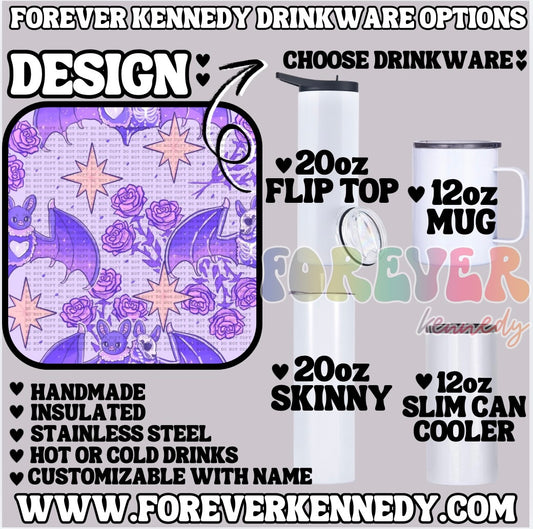 (MTO) CHOOSE DRINKWARE:  Purple Bats