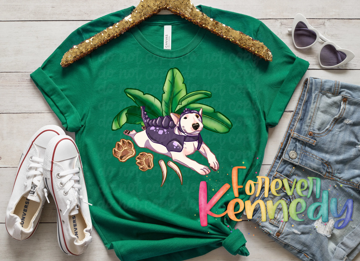 MADE TO ORDER APPAREL: Jurassic Bark Stegosaurus Bull Terrier