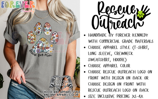 (MTO APPAREL) * CHOOSE STYLE / COLOR: Rescue Outreach Logo / Rescue Dog Mom Design