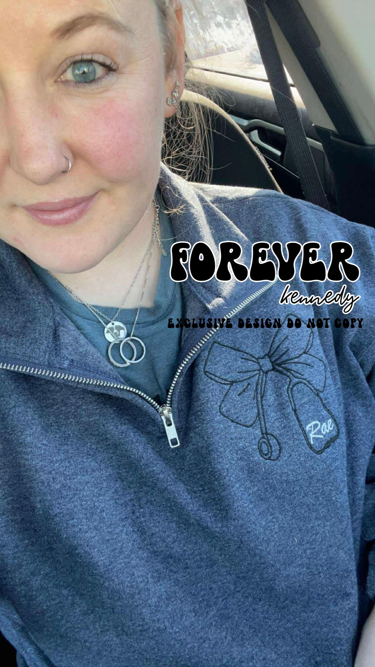 (MTO HALF ZIP UP) * CHOOSE COLOR: EMBROIDERY Stethoscope Bow (custom name optional)