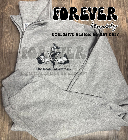 (MTO HALF ZIP UP) * CHOOSE COLOR: EMBROIDERY EXCLUSIVE DESIGN The Healer of Animals (custom name optional)