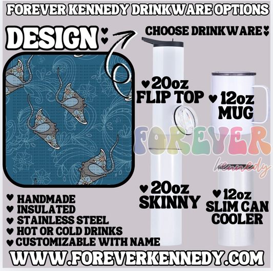 (MTO) CHOOSE DRINKWARE: Tattoo Stingrays