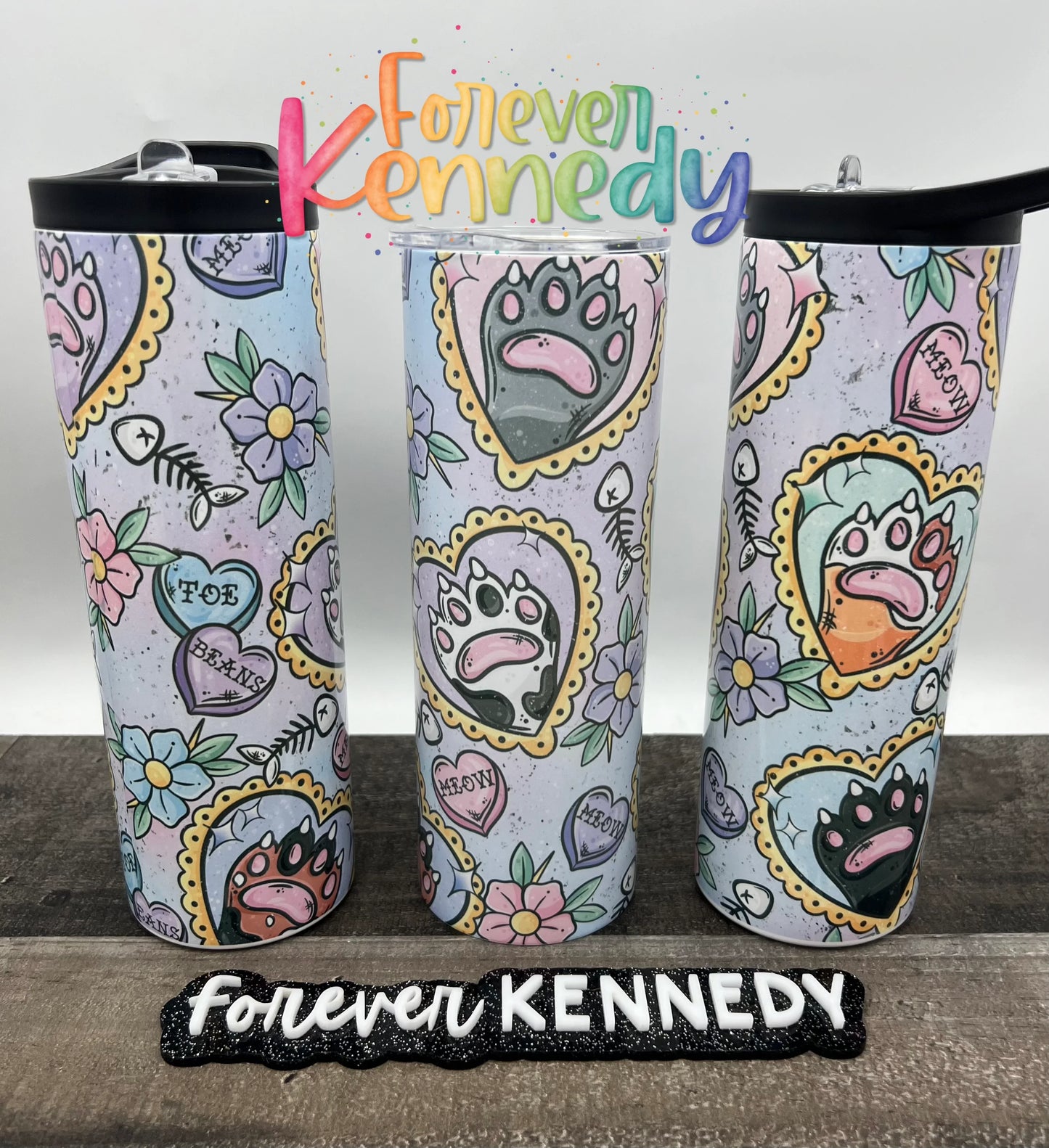 (MTO) CHOOSE DRINKWARE: Tattoo Feline Paws