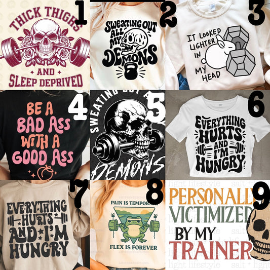 MADE TO ORDER APPAREL: Gym Skulls (choose design)