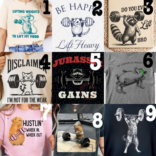 MADE TO ORDER APPAREL: Gym Animals (choose design)