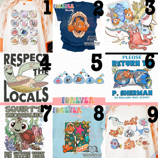 MADE TO ORDER APPAREL: Finding Clownfish Designs (choose design)