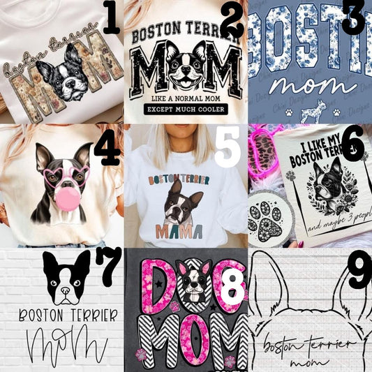 (MTO APPAREL) * CHOOSE STYLE / COLOR: BOSTON TERRIER (Choose Design)