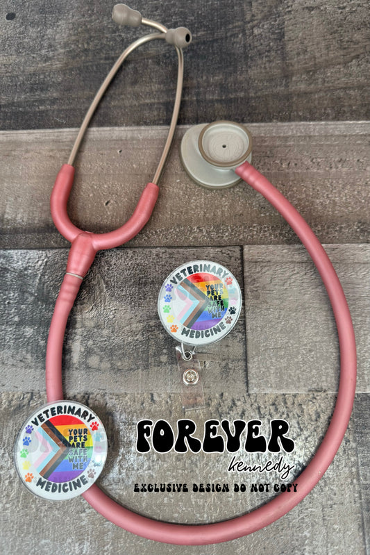 (MTO) Stethoscope Tag or Badge Reel: EXCLUSIVE DESIGN / Your pets are safe with me
