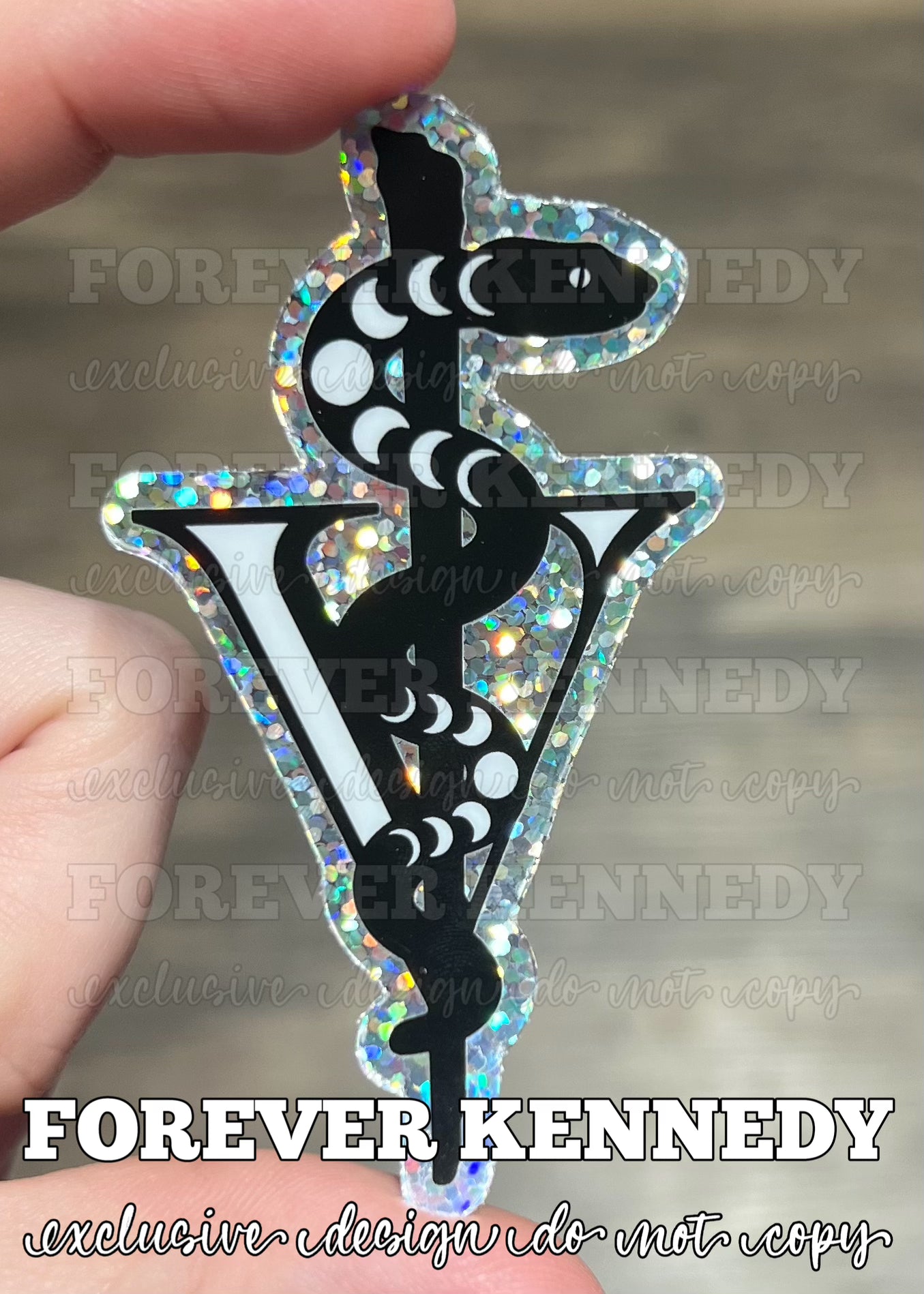 (RTS) GLITTER Vinyl Sticker: EXCLUSIVE / Veterinary Caduceus moon phases