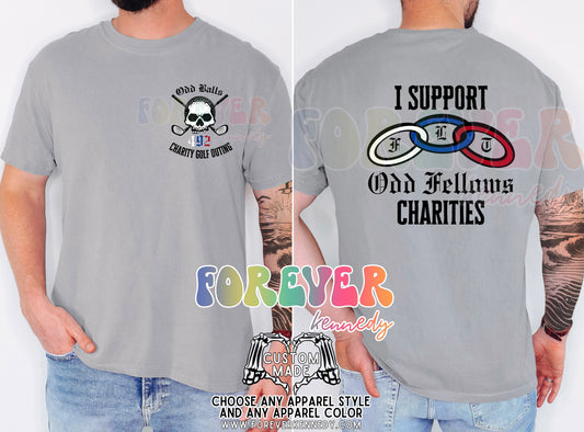 (MTO APPAREL) * CHOOSE STYLE / COLOR: Odd Balls Charity Golf Outing *front/back design*