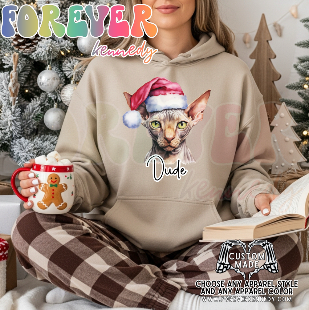 (MTO APPAREL) * CHOOSE STYLE / COLOR: Christmas Cats *choose breed/s*