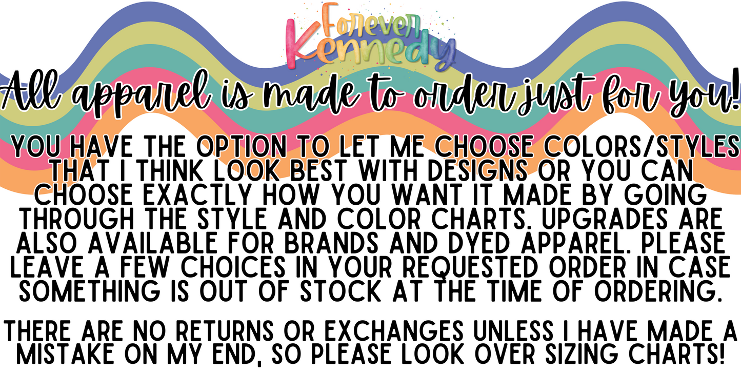 Made to Order (MTO) / Pick your Apparel: 1900s *white ink*