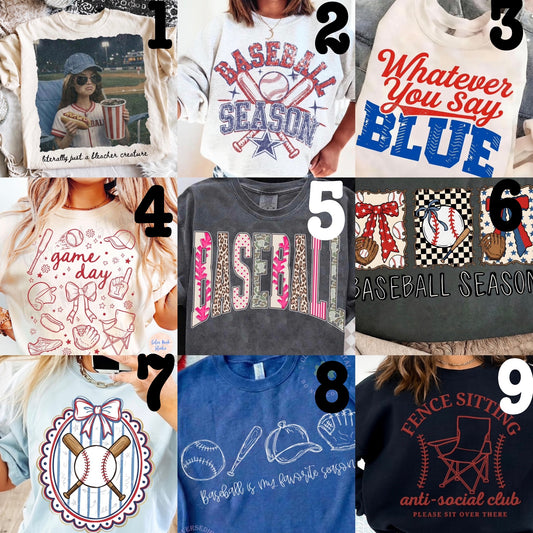 MADE TO ORDER APPAREL: Baseball 2 Designs (choose design)