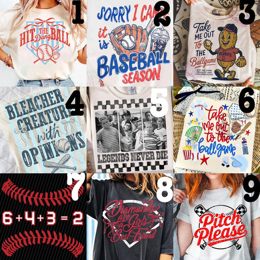 MADE TO ORDER APPAREL: Baseball 1 Designs (choose design)
