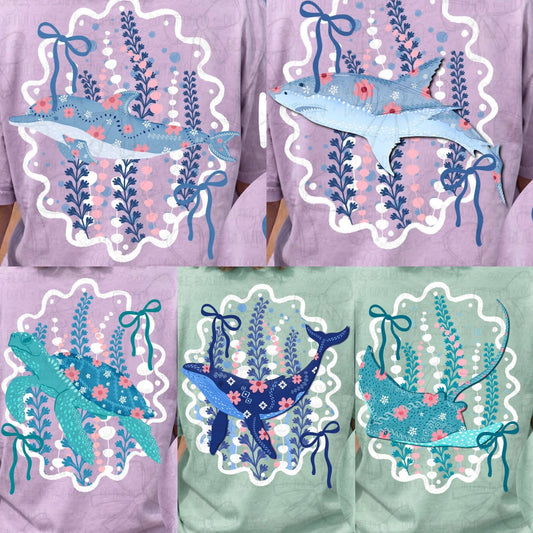 MADE TO ORDER APPAREL: Floral Sea Animals Designs (choose design)