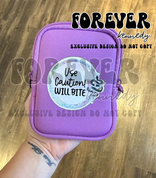 (MTO) Tumbler Bag with zipper: EXCLUSIVE DESIGN Use Caution Will Bite