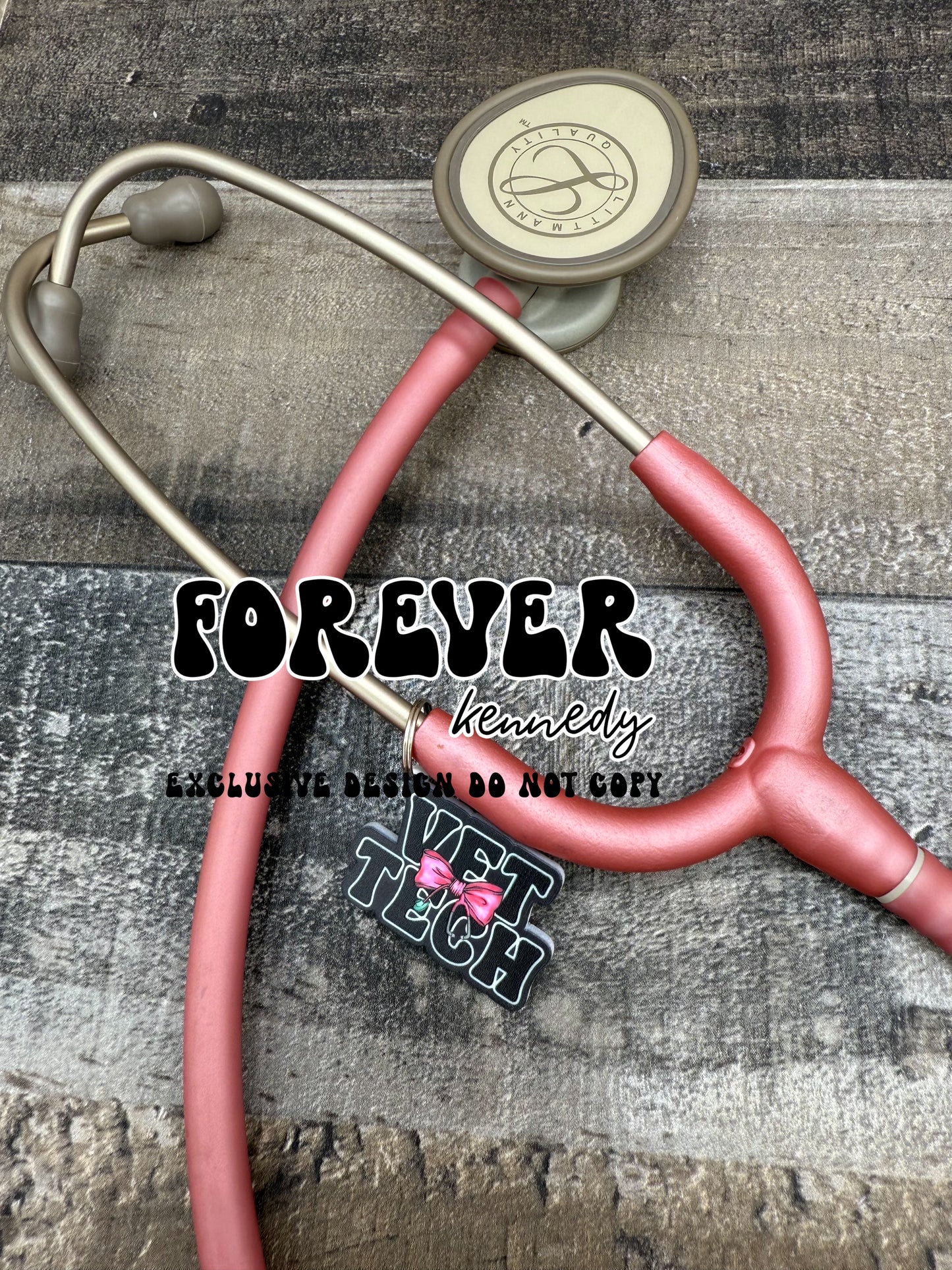 (MTO) Stethoscope Bow Charm / Tag or Badge Reel: EXCLUSIVE DESIGN *custom title*