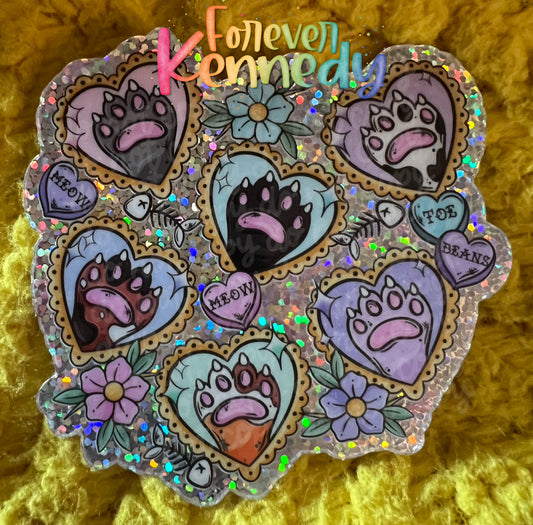 (RTS) GLITTER Vinyl Sticker: Tattoo toe beans