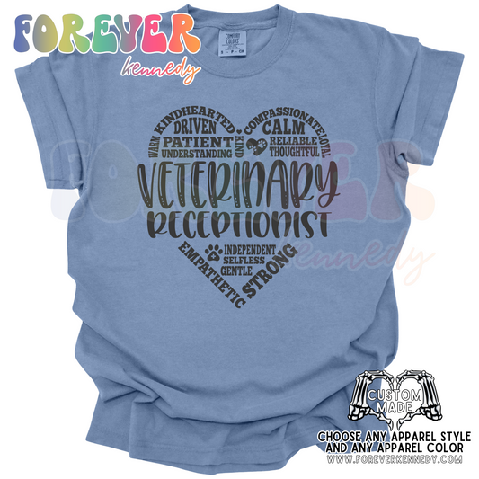 (MTO APPAREL) * CHOOSE STYLE: Veterinary Receptionist Heart