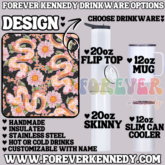 (MTO) CHOOSE DRINKWARE: Floral Snake